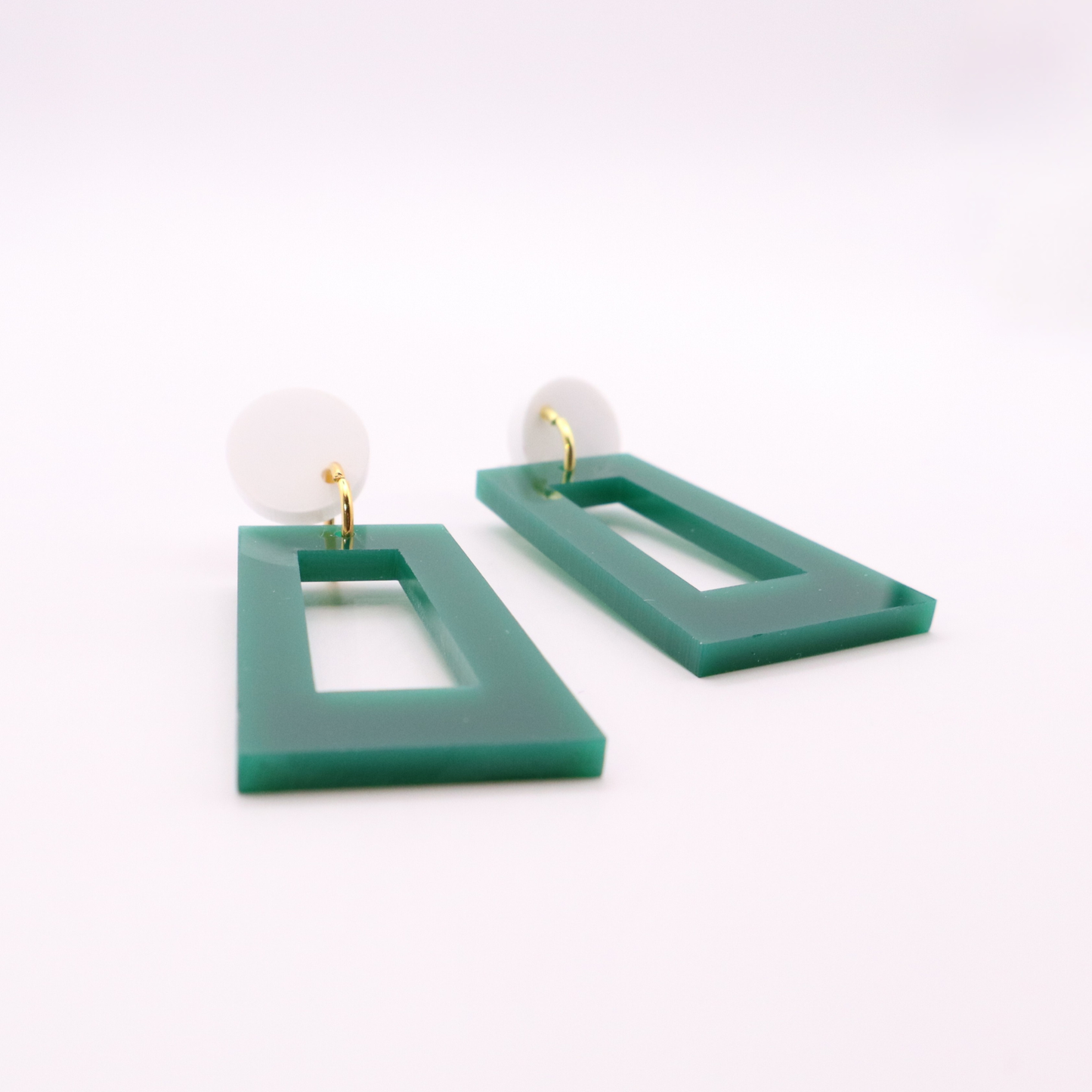 Green and White Acrylic Game Day Earrings