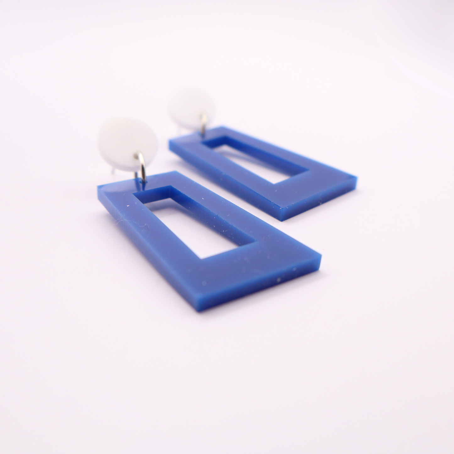 Blue and White Acrylic Game Day Earrings
