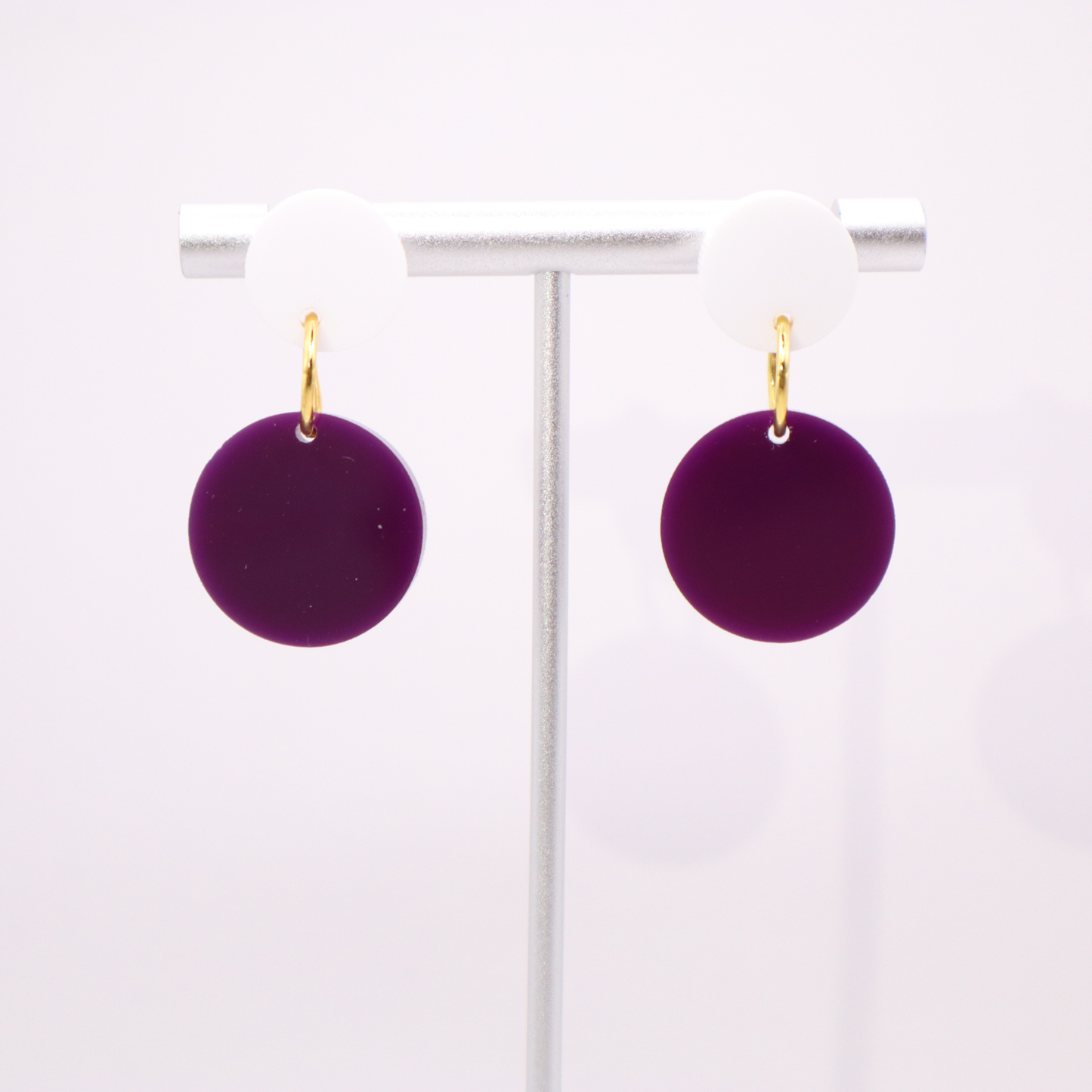 Purple and White Acrylic Game Day Earrings