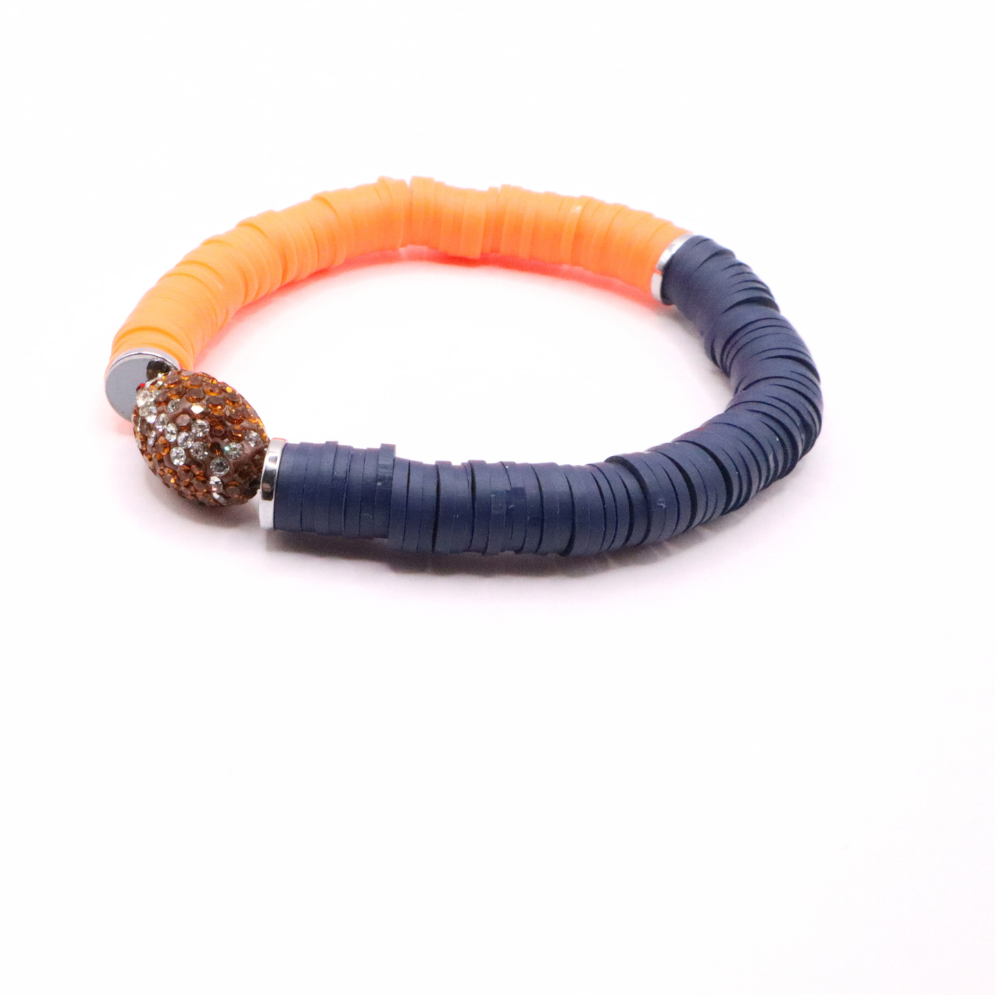 Navy Blue and Orange Game Day Football Bracelet