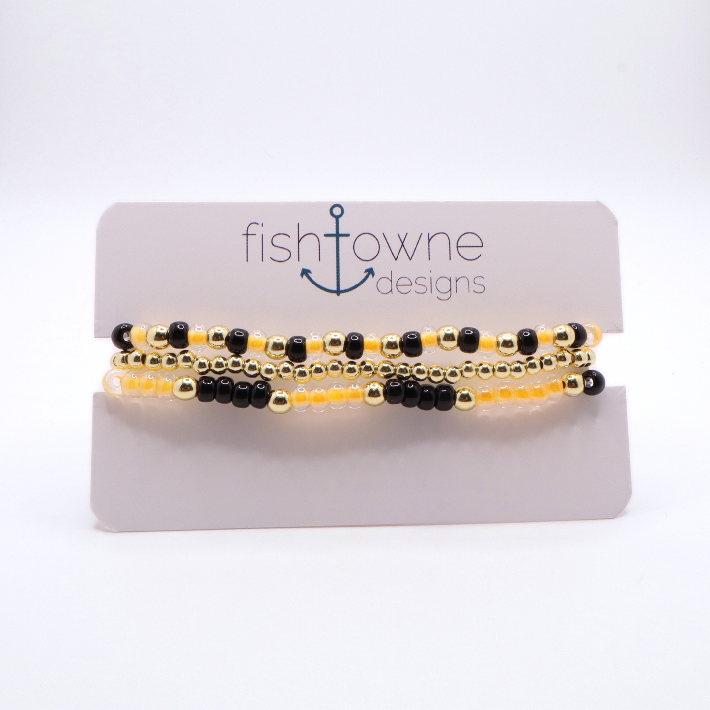 Black and Gold Game Day Bracelet Stack | The Classic Game Day Collection