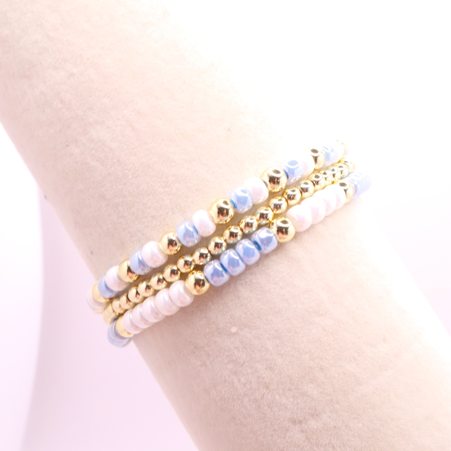 Light Blue and White Game Day Bracelet Stack | The Classic Game Day Collection