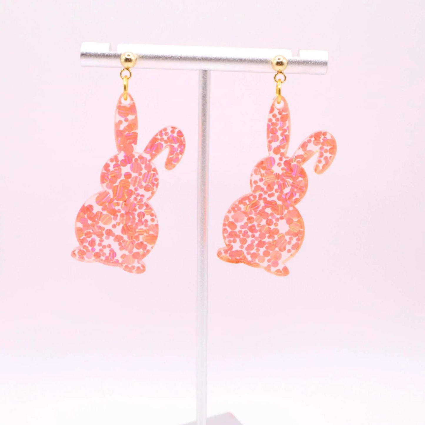 Glitter Acrylic Bunny Earrings – Glitter Easter Jewelry