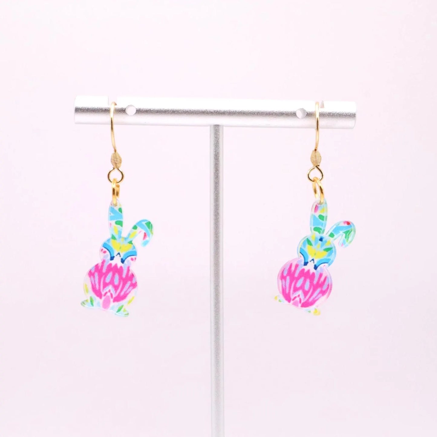 Handmade Acrylic Easter Bunny Earrings – Colorful Spring Jewelry