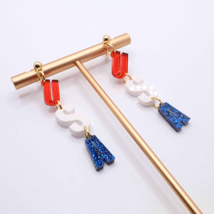 USA July Fourth Acrylic Earrings