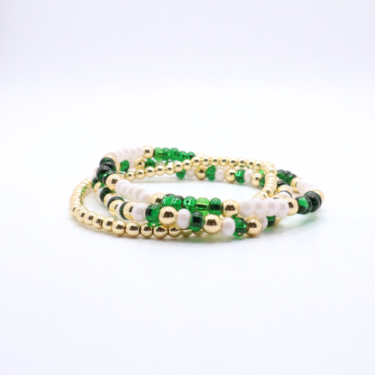Green and White Game Day Bracelet Stack | The Classic Game Day Collection