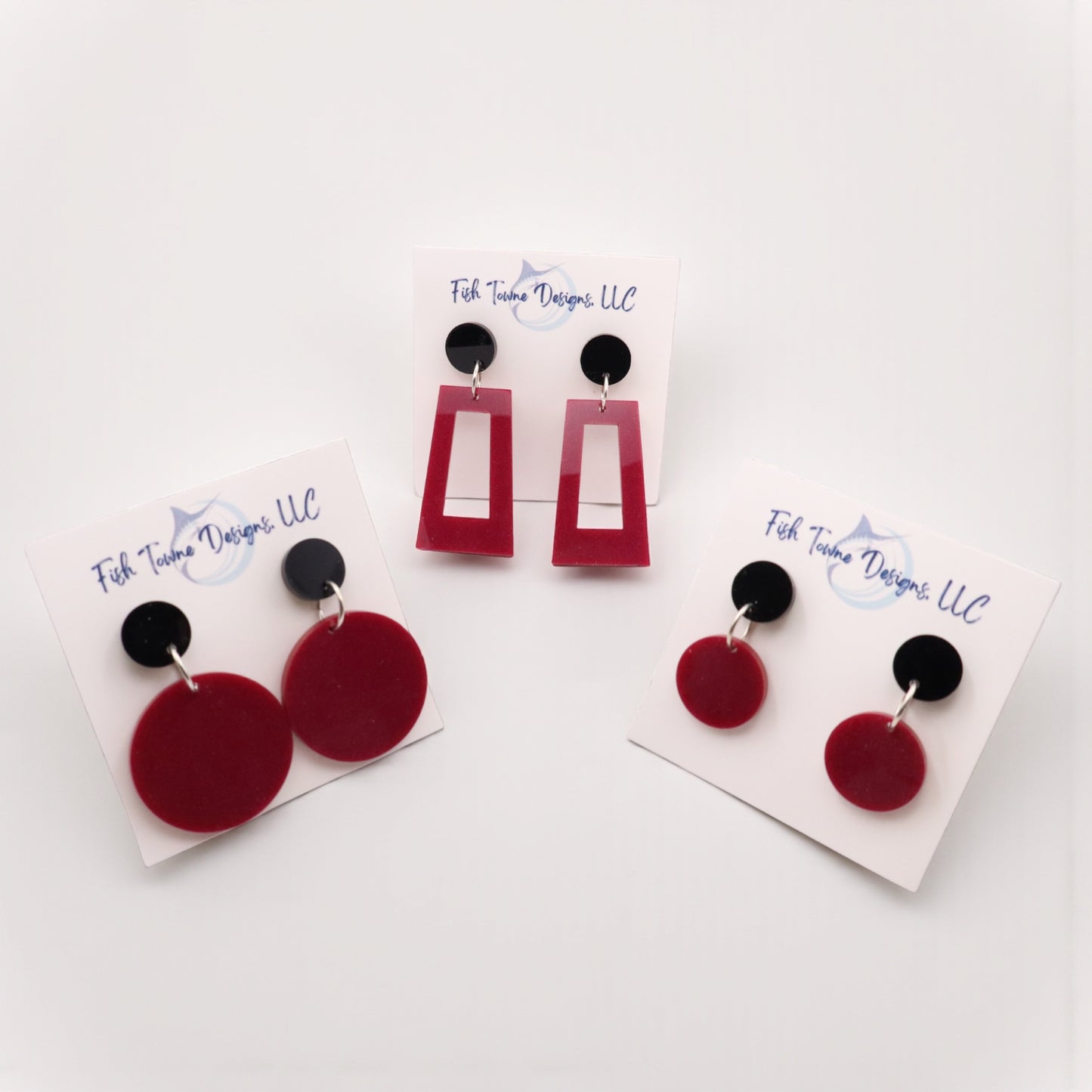 Maroon and Black Acrylic Game Day Earrings