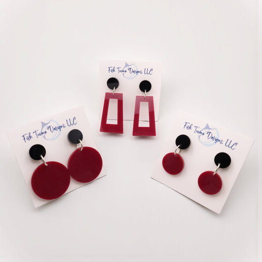 Maroon and Black Acrylic Game Day Earrings