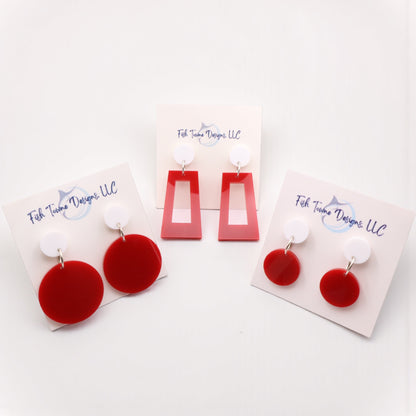 Red and White Acrylic Game Day Earrings