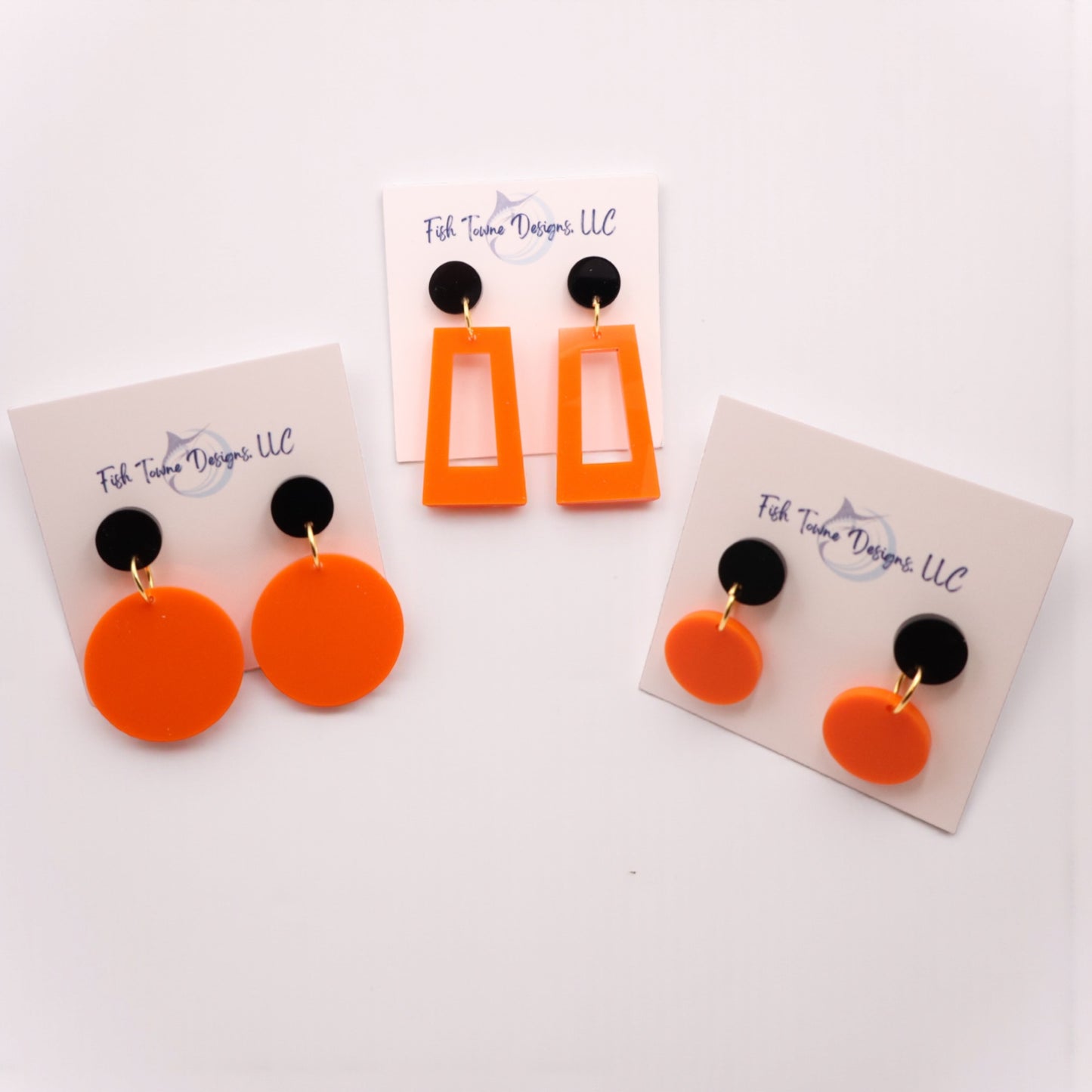 Orange and Black Acrylic Game Day Earrings
