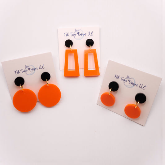Orange and Black Acrylic Game Day Earrings