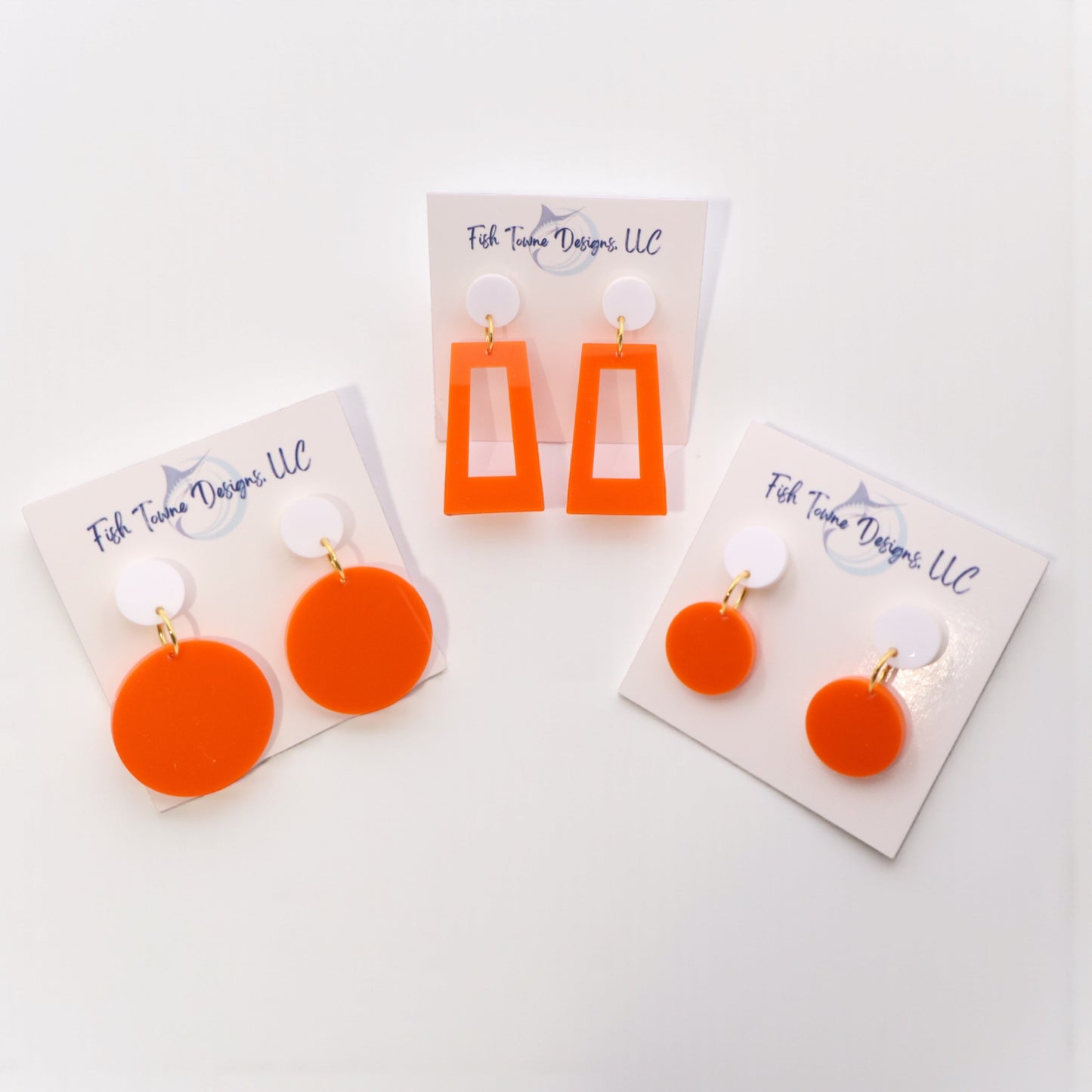 Orange and White Acrylic Game Day Earrings