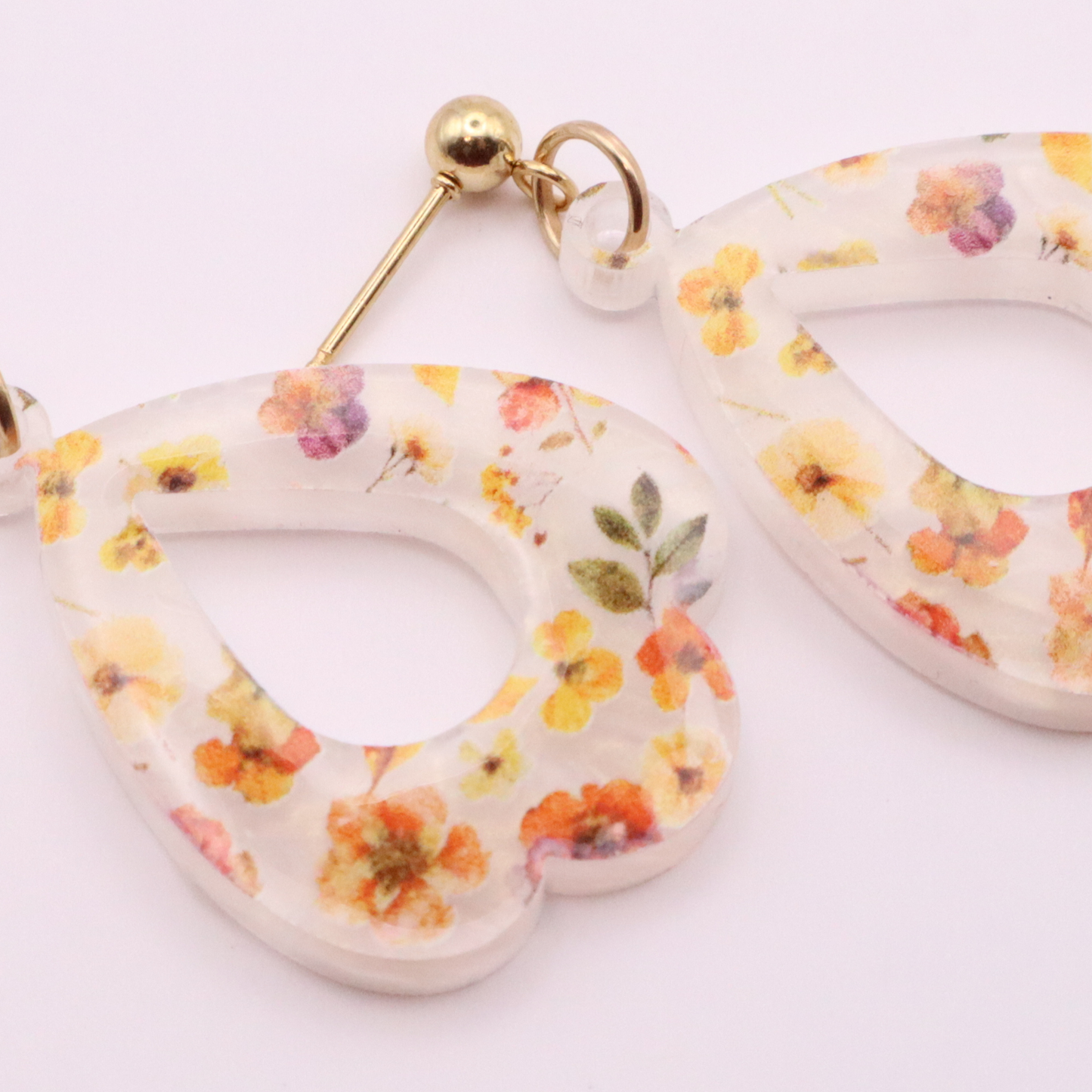 Spring Floral Acrylic Teardrop Earrings
