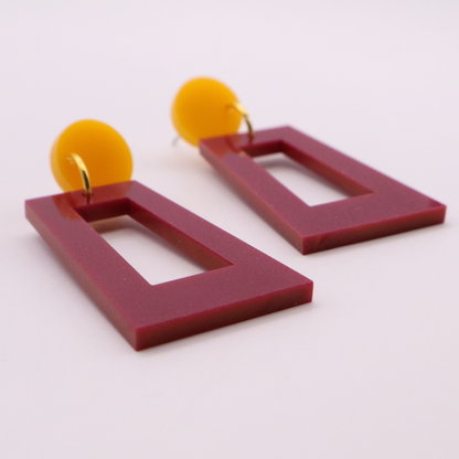 Burgundy and Gold Acrylic Game Day Earrings