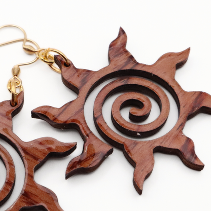 Wood and Resin Celestial Sun Dangles