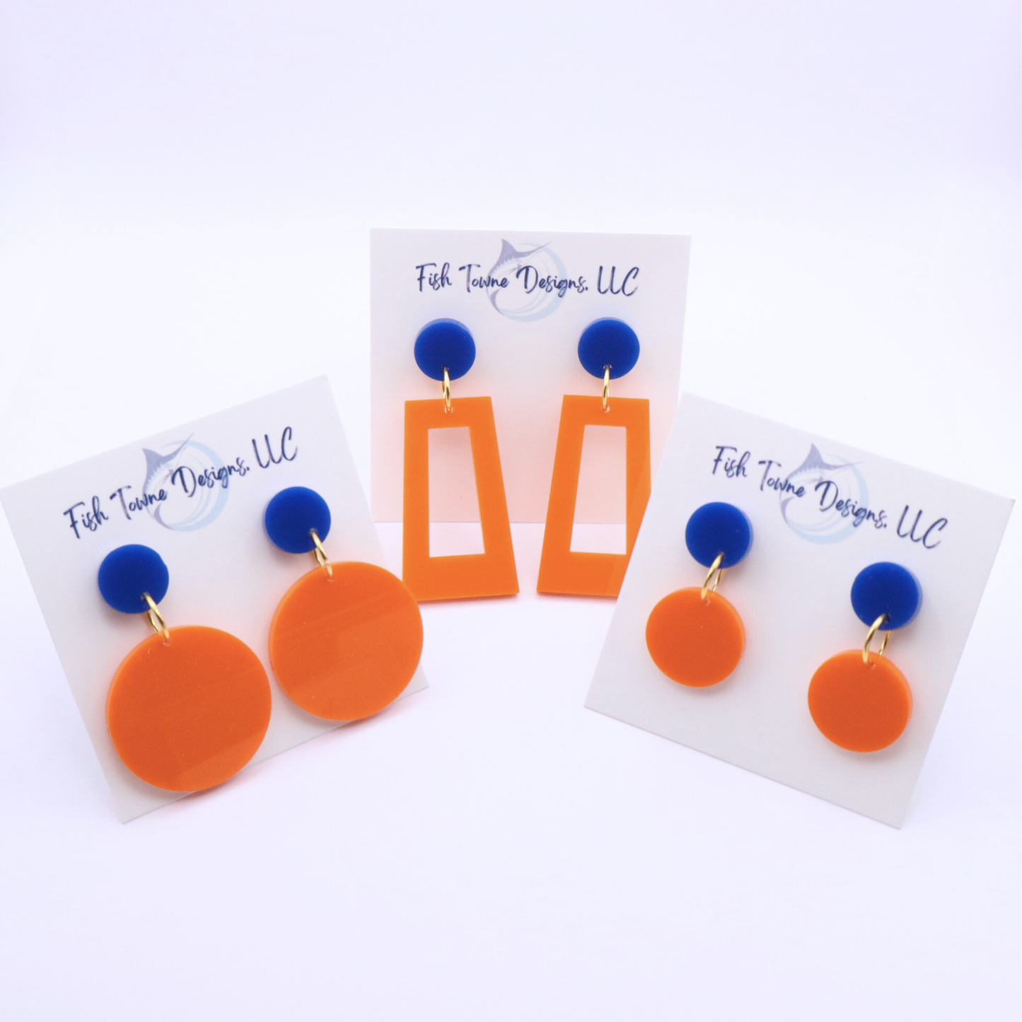 Orange and Blue Acrylic Game Day Earrings