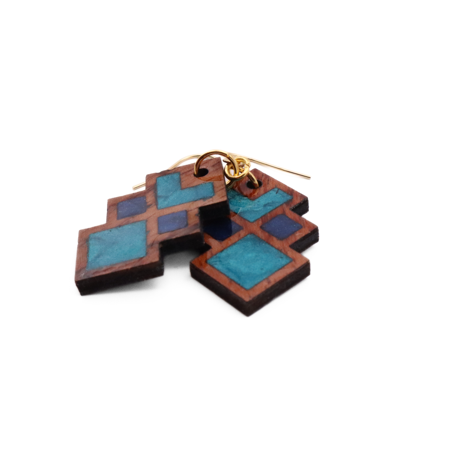 Wood and Resin Geometric Earrings – Boho Statement Jewelry