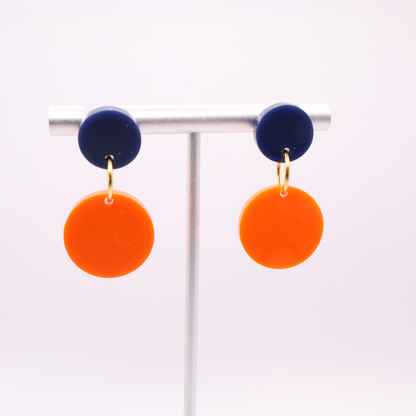 Navy Blue and Orange Acrylic Game Day Earrings