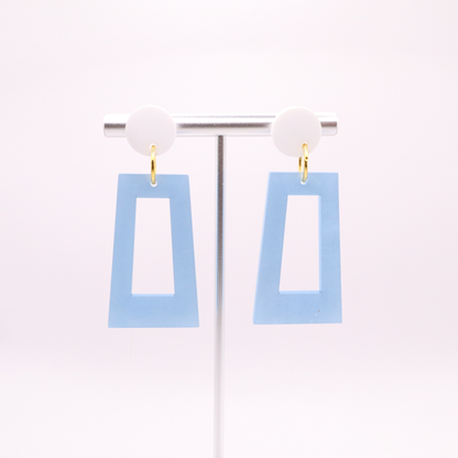 Light Blue and White Acrylic Game Day Earrings