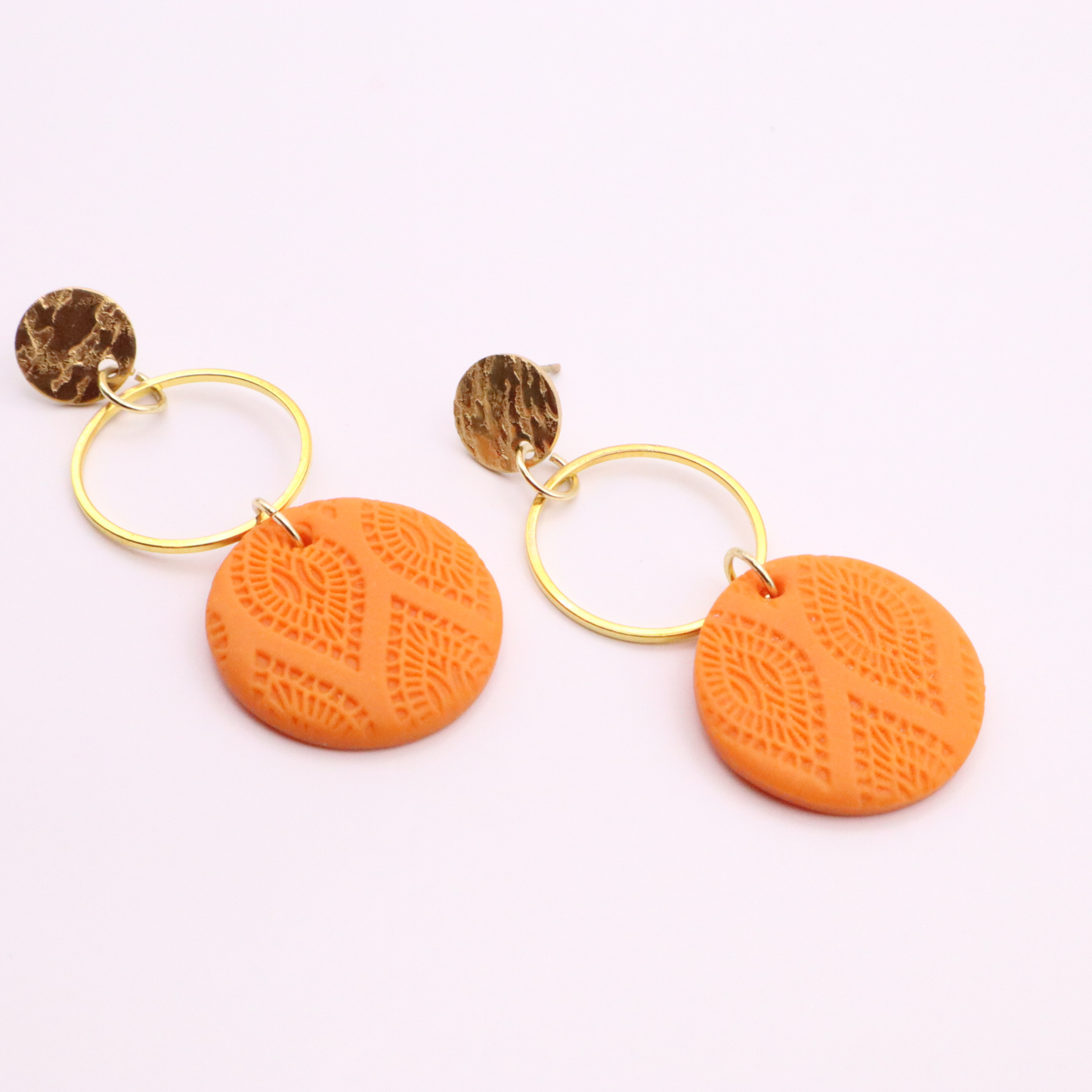 Orange and Gold Polymer Clay Dangles