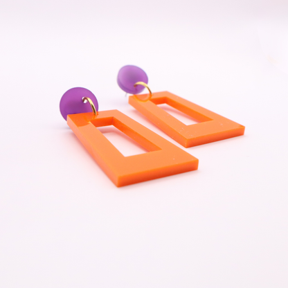 Orange and Purple Acrylic Game Day Earrings
