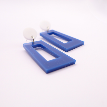 Blue and White Acrylic Game Day Earrings