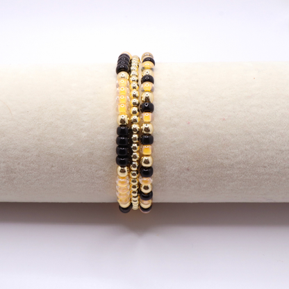 Black and Gold Game Day Bracelet Stack | The Classic Game Day Collection
