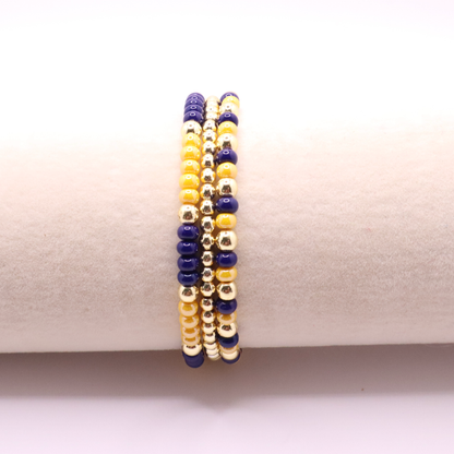 Navy and Gold Game Day Bracelet Stack | The Classic Game Day Collection
