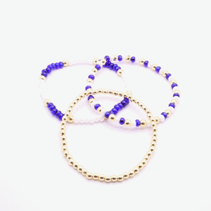 Blue and White Game Day Bracelet Stack | The Classic Game Day Collection