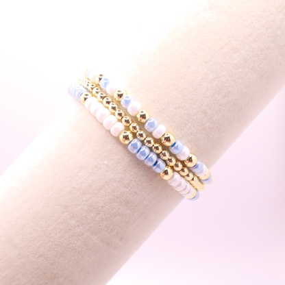 Light Blue and White Game Day Bracelet Stack | The Classic Game Day Collection