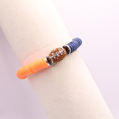Navy Blue and Orange Game Day Football Bracelet