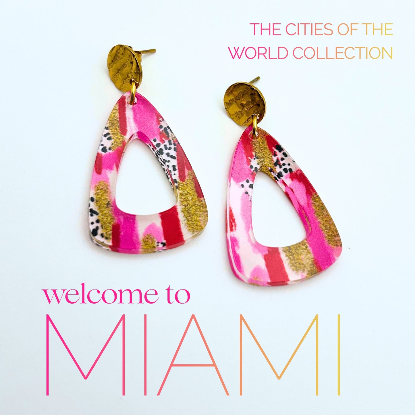 Pink & Gold Dangle Drop Earrings