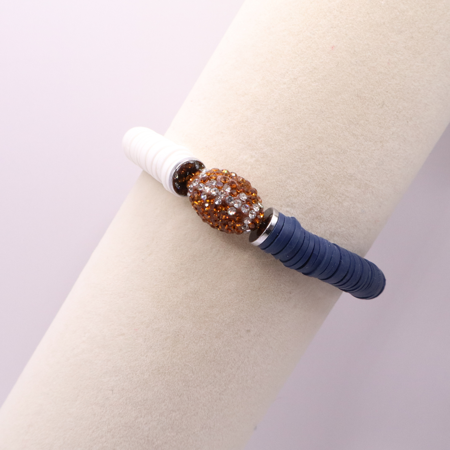 Navy and White Game Day Football Bracelet