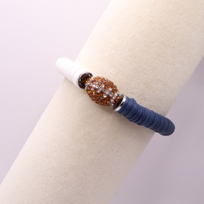 Navy and White Game Day Football Bracelet