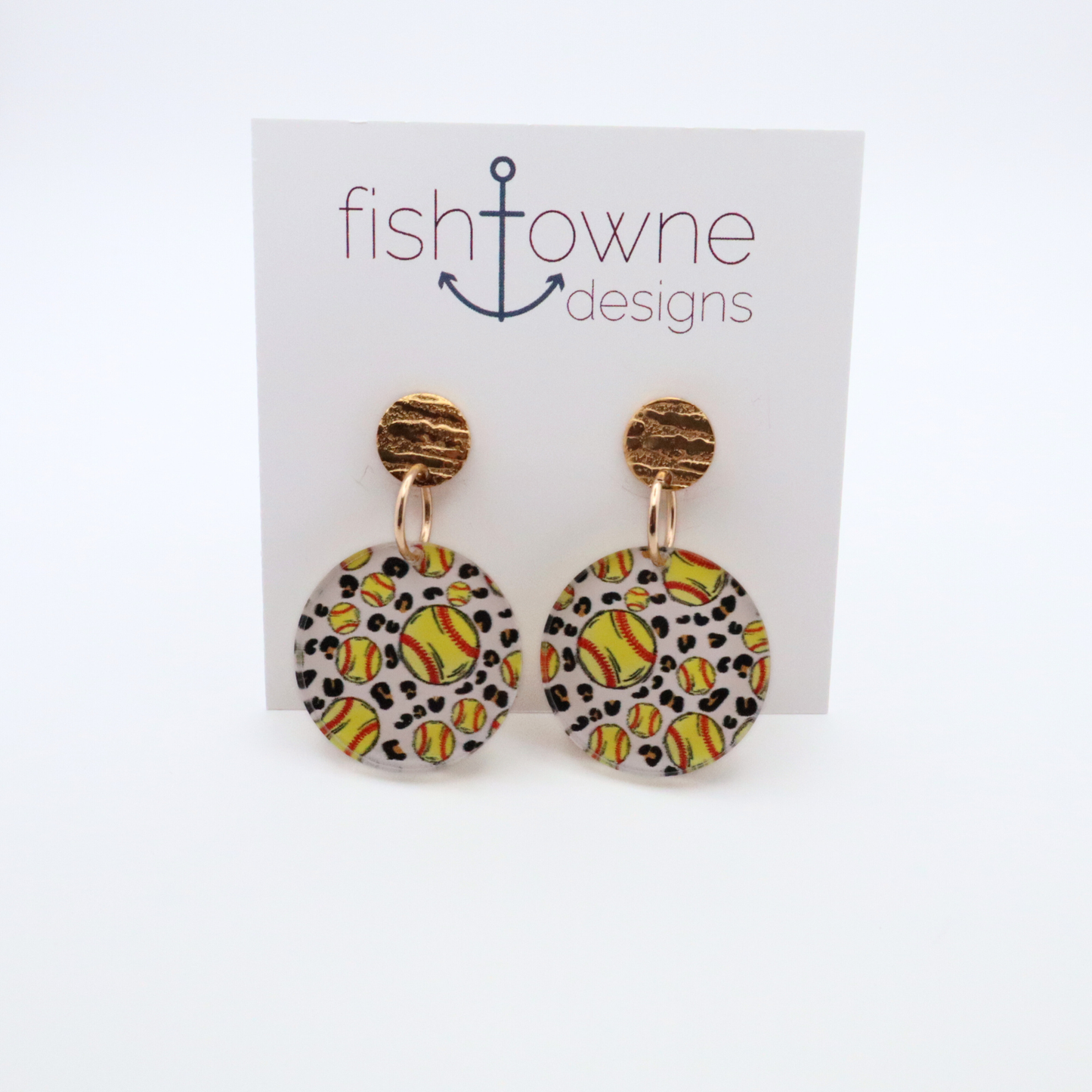 Softball Acrylic Dangle Earrings