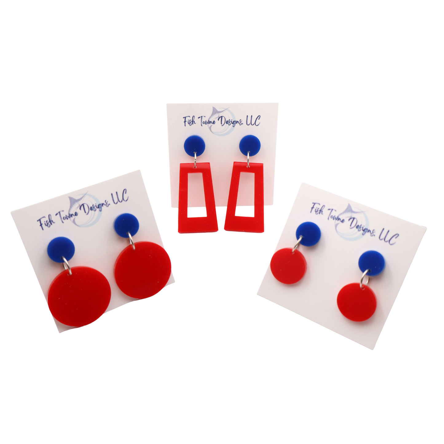 Red and Blue Acrylic Game Day Earrings