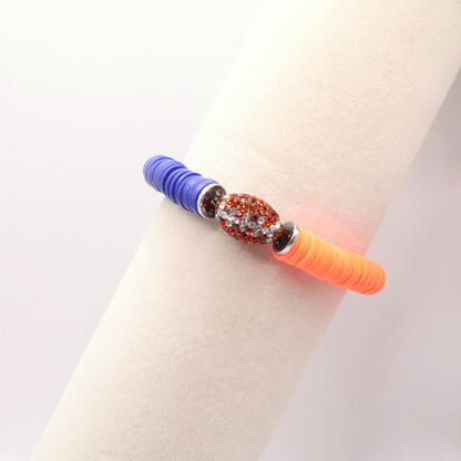 Blue and Orange Game Day Football Bracelet