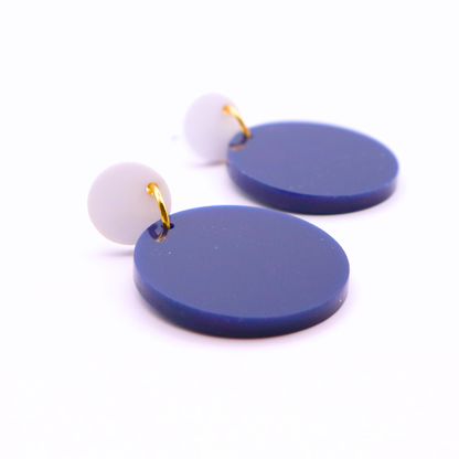 Navy Blue and White Acrylic Game Day Earrings