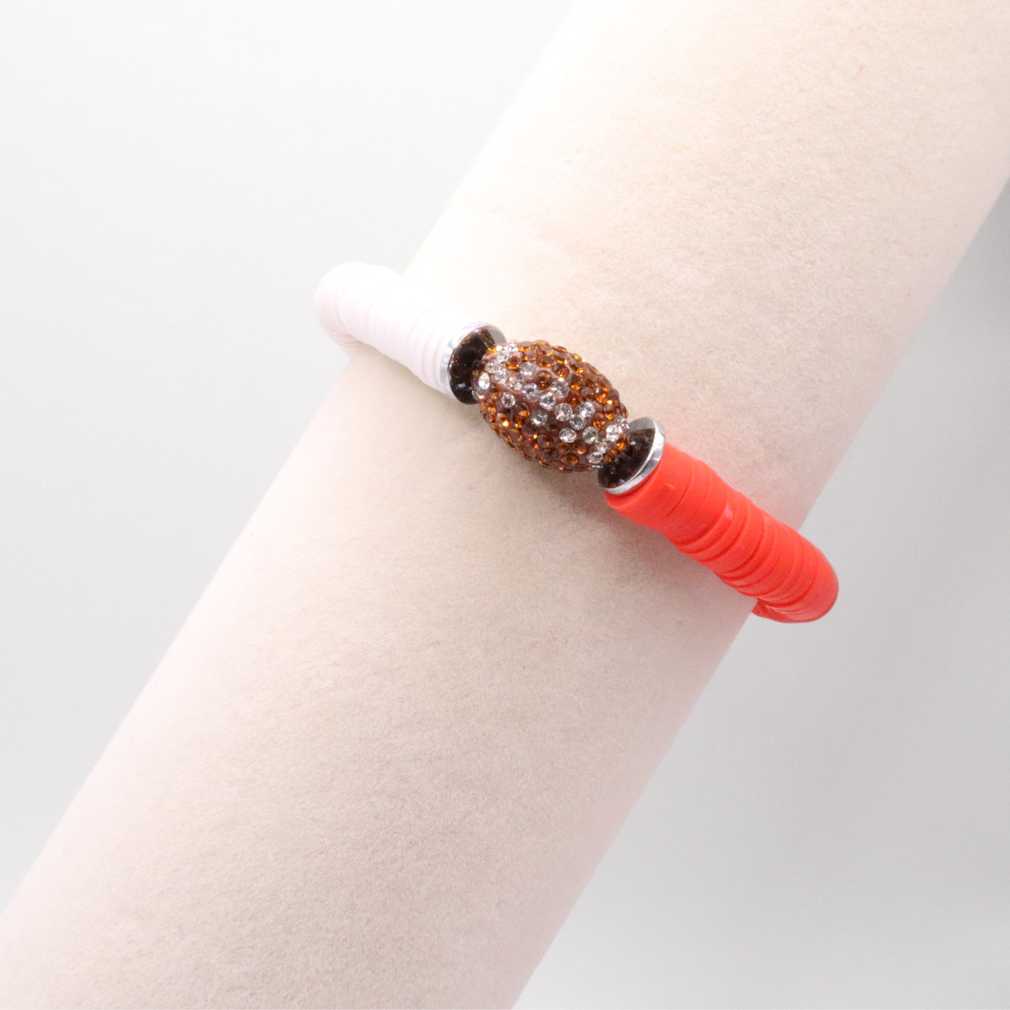 Red and White Game Day Football Bracelet