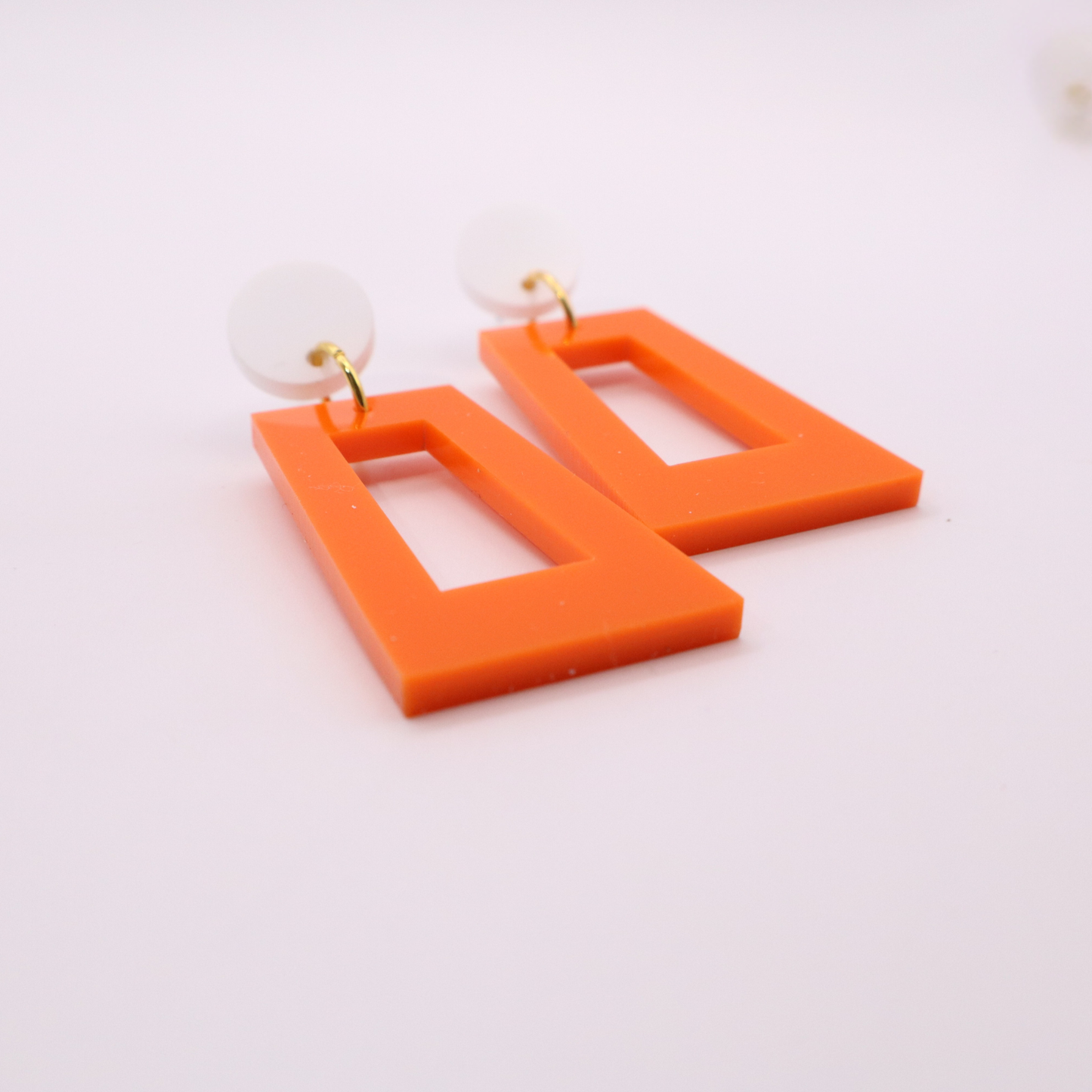 Orange and White Acrylic Game Day Earrings