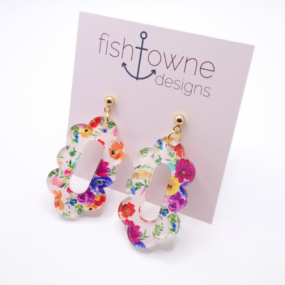 Floral Dangle Drop Earrings | Vibrant Summer Earrings
