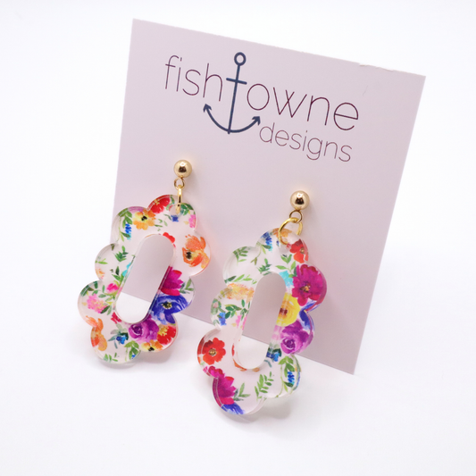 Floral Dangle Drop Earrings | Vibrant Summer Earrings