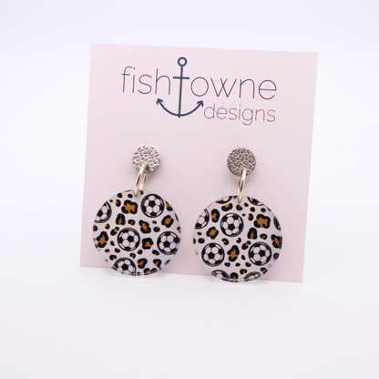 Soccer Acrylic Dangle Earrings