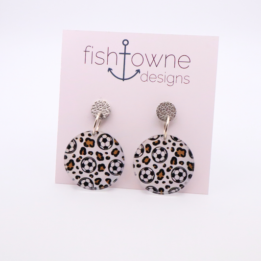 Soccer Acrylic Dangle Earrings
