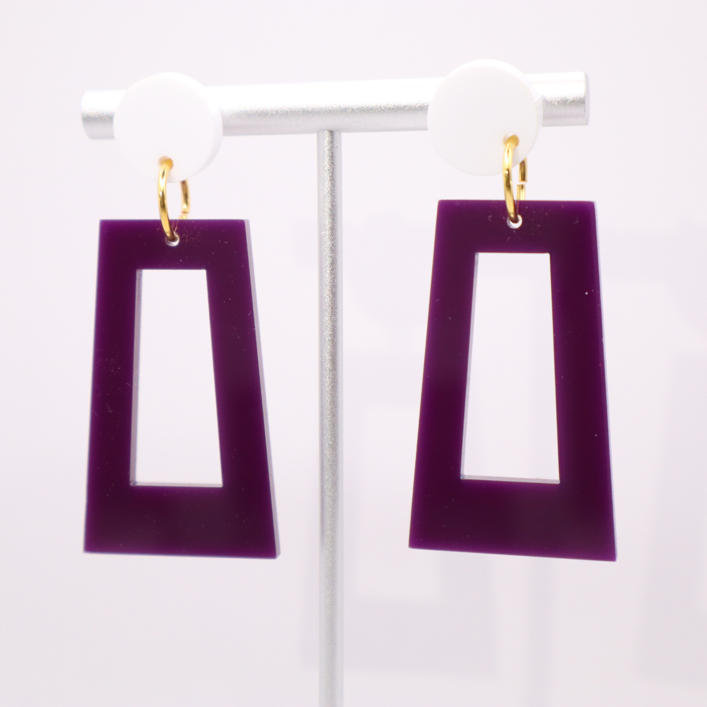 Purple and White Acrylic Game Day Earrings