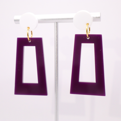 Purple and White Acrylic Game Day Earrings