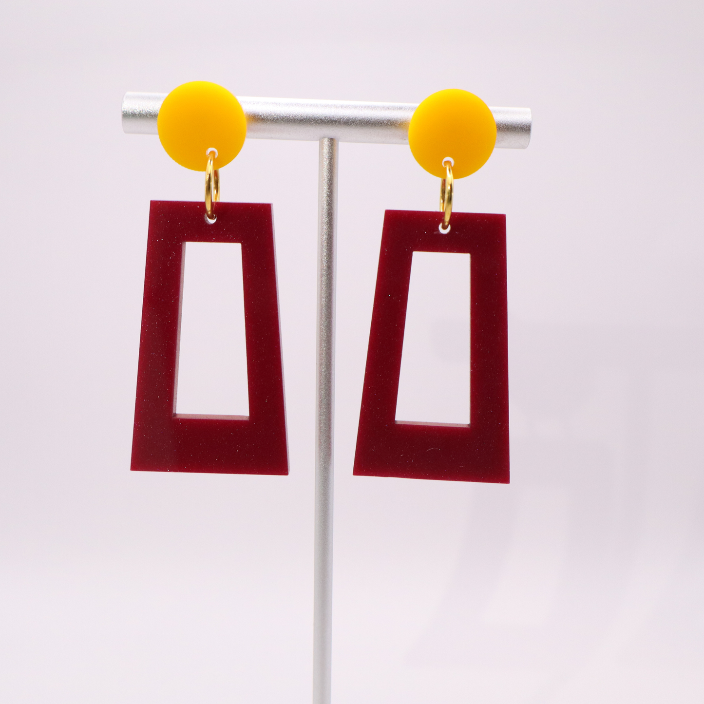 Burgundy and Gold Acrylic Game Day Earrings