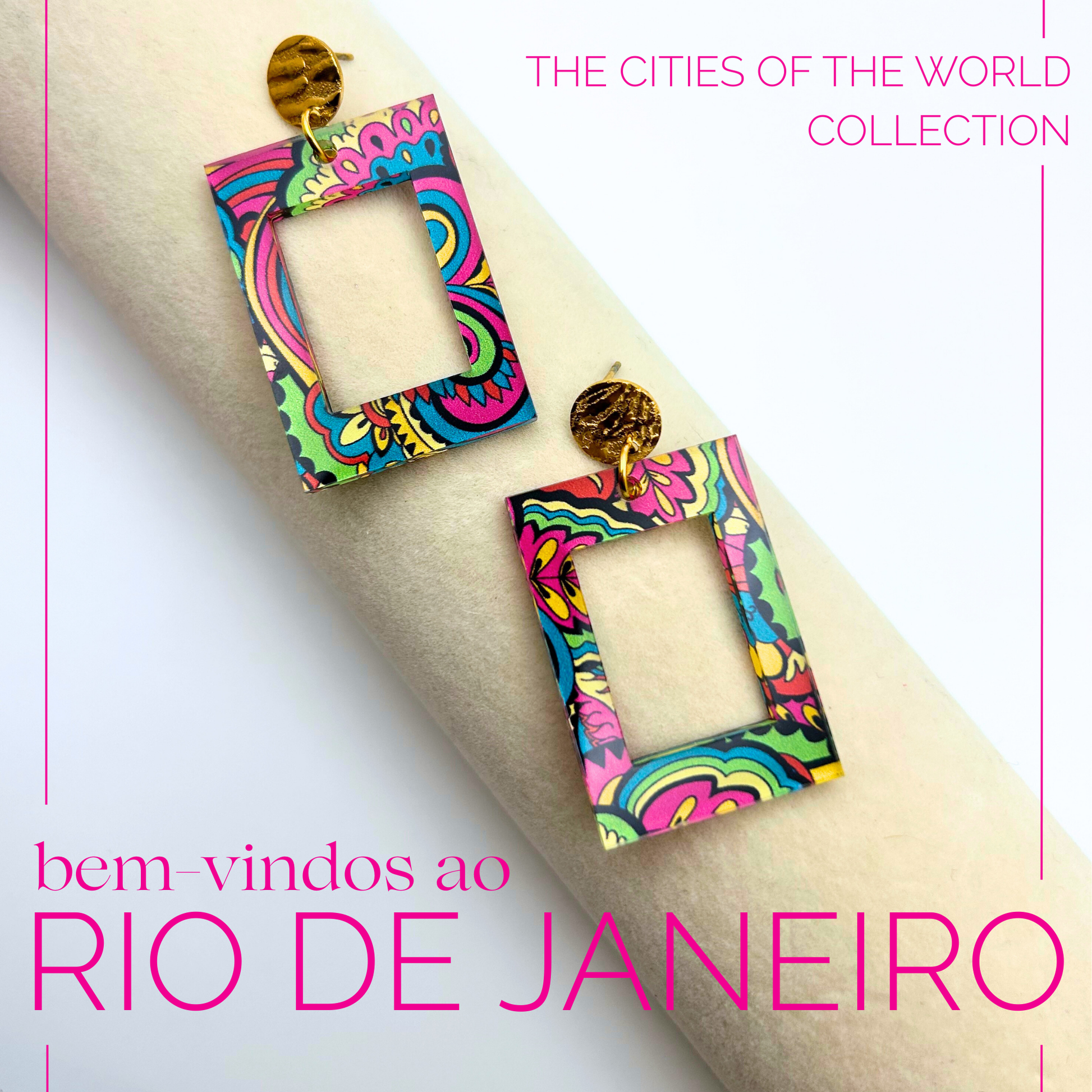 Rio De Janeiro Inspired Acrylic Statement Earrings - Fish Towne Designs, LLC
