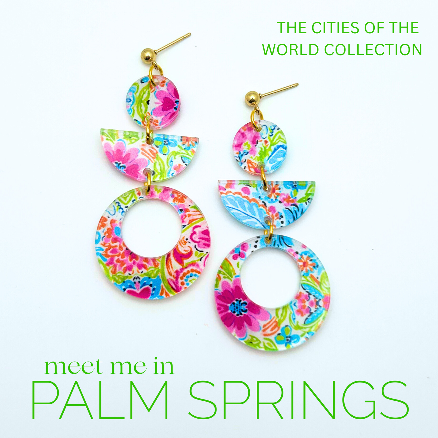 Palm Springs Floral Acrylic Statement Earrings - Fish Towne Designs, LLC
