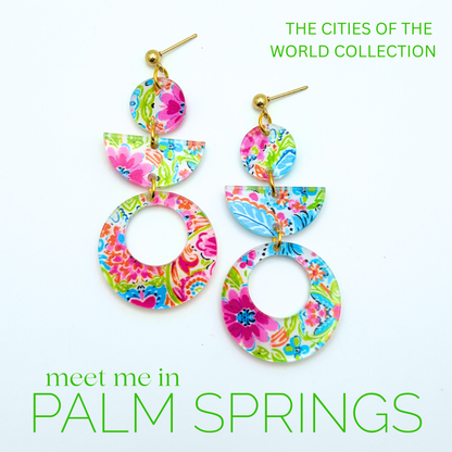 Palm Springs Floral Acrylic Statement Earrings - Fish Towne Designs, LLC